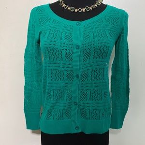 NWOT American Eagle Outfitters Women’s Sz XS Green open weave cardigan